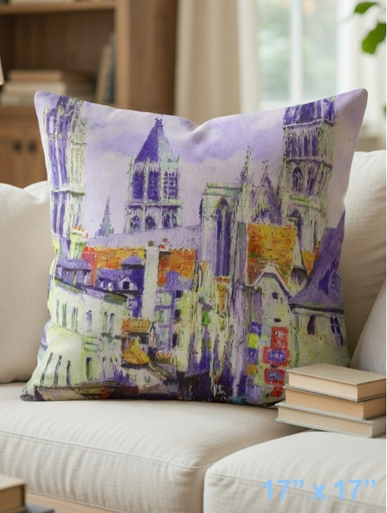 The Old Market-place in Rouen Design Cushion & Filler